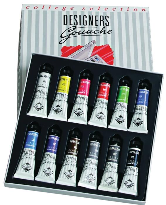 Designers Gouache College Selection Set 12 x 15ml Tubes Turners Art